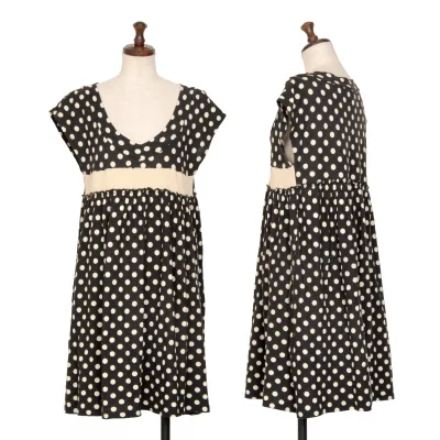 sunaokuwahara Cotton Dot Waist Glitter Switching Sleeveless Dress