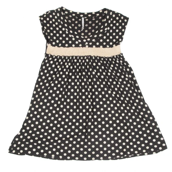 sunaokuwahara Cotton Dot Waist Glitter Switching Sleeveless Dress K-131041_002