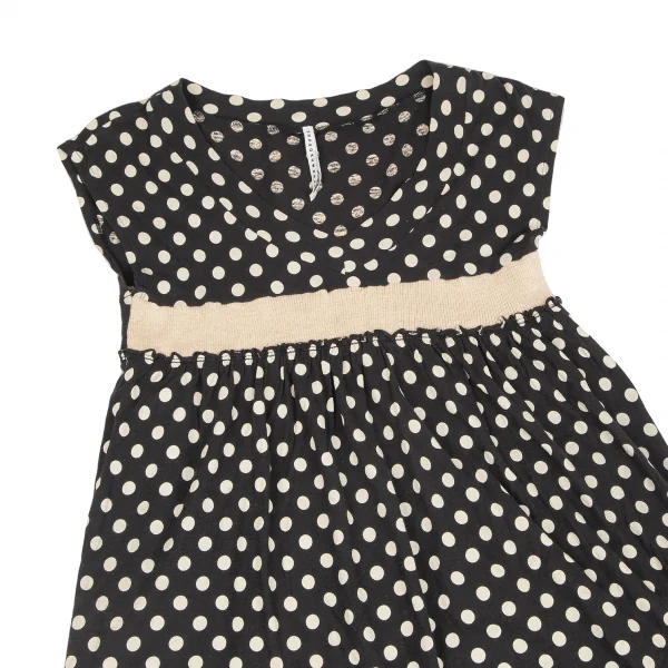 sunaokuwahara Cotton Dot Waist Glitter Switching Sleeveless Dress K-131041_003