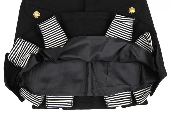 sunaokuwahara Wool Linen Stripe Layered Pleats Skirt K-131045_010