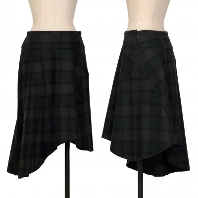 sunaokuwahara Flannel Black Watch Asymmetric Skirt