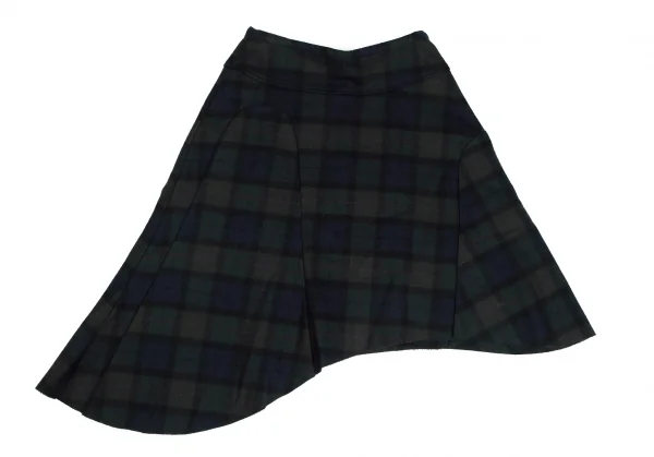 sunaokuwahara Flannel Black Watch Asymmetric Skirt K-131046_002