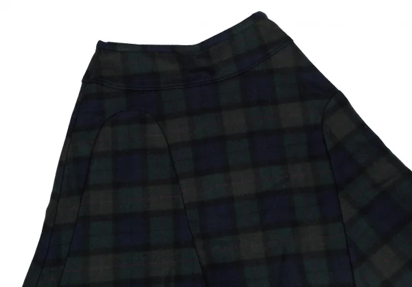 sunaokuwahara Flannel Black Watch Asymmetric Skirt K-131046_003