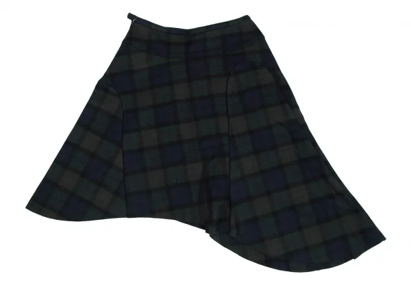 sunaokuwahara Flannel Black Watch Asymmetric Skirt K-131046_008