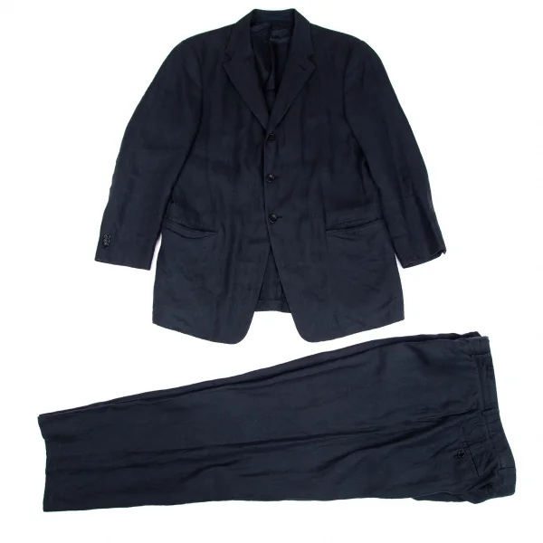 アルマーニ コレッツォーニ ARMANI COLLEZIONI リネンセットアップスーツ 紺52 K-131055_001