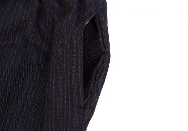 コムコム コムデギャルソンCOMME des GARCONS ポリストライプサルエルパンツ 紺S K-131079_004