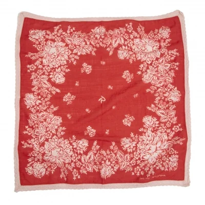 45R Lace Design Floral Printed Handkerchief