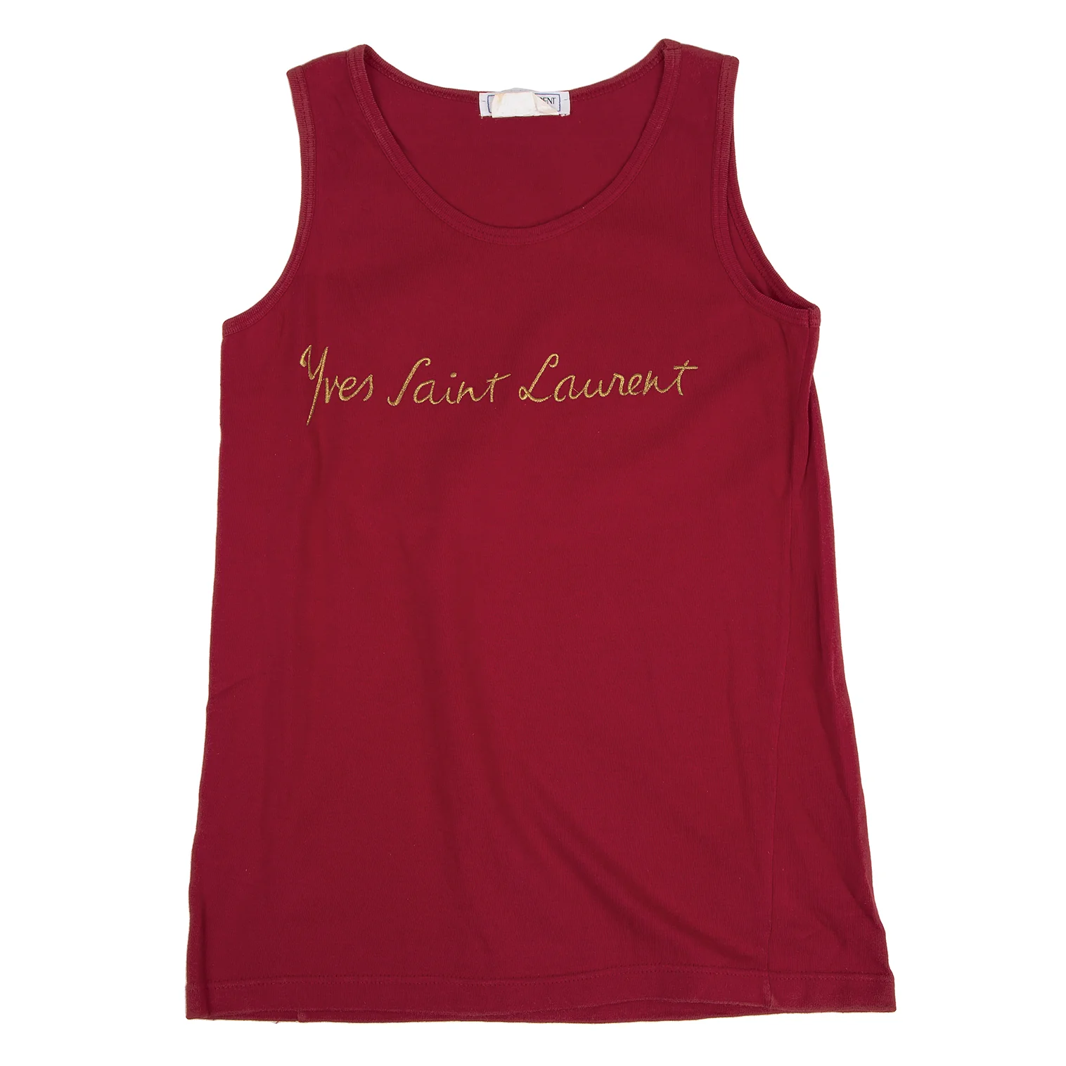 特別オファー イヴサンローランYves Saint Laurent ロゴ刺繍タンクトップ 赤M トップス