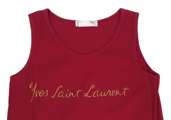 超特価激安 Saint イヴサンローランYves Laurent 赤M ロゴ刺繍タンクトップ トップス