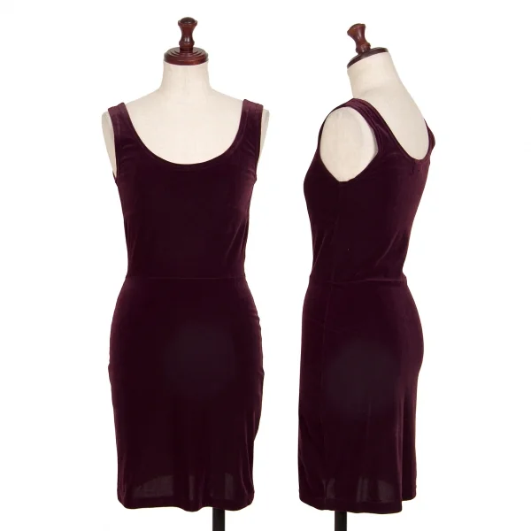 ダナキャランジーンズDKNY JEANS ベロアストレッチノースリーブチュニック ボルドーM位 K-131134_001