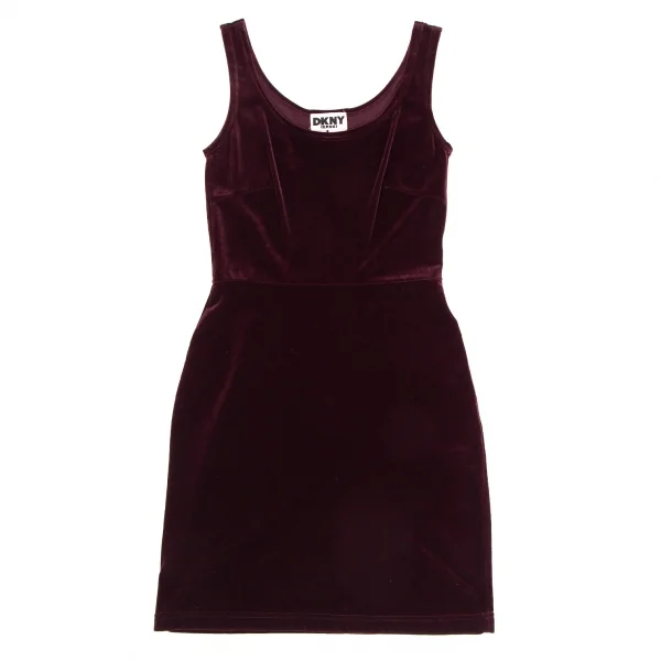 ダナキャランジーンズDKNY JEANS ベロアストレッチノースリーブチュニック ボルドーM位 K-131134_002