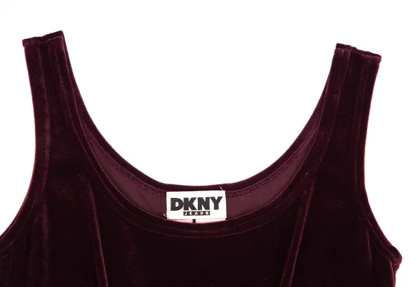 ダナキャランジーンズDKNY JEANS ベロアストレッチノースリーブチュニック ボルドーM位 K-131134_004