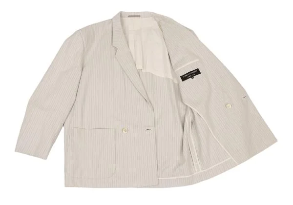 コムデギャルソンオムプリュスCOMME des GARCONS HOMME PLUS コットンストライプダブルジャケット 生成りS K-131167_013