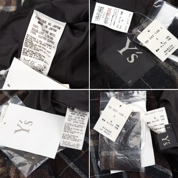 ワイズY’s ウールチェックセットアップスーツ 黒茶ベージュ2 K-131265_020