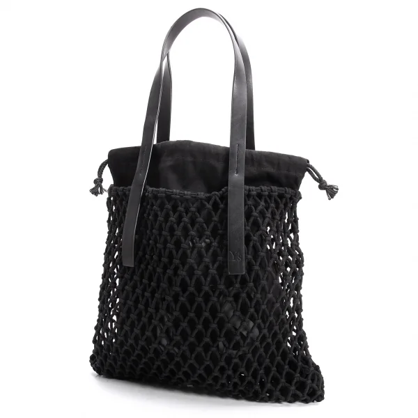 Y's Logo Printed Layered Mesh Tote Bag Black  K-131280_001