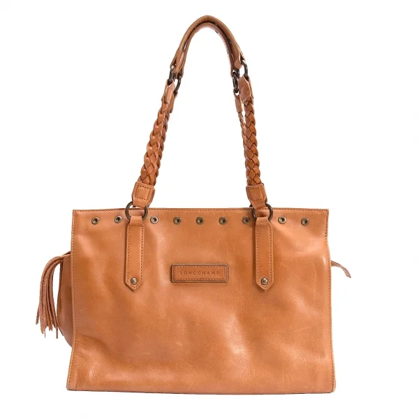 ケイトモスフォーロンシャンkate moss for LONGCHAMP レザーロゴプレートハンドバッグ キャメル K-131287_002
