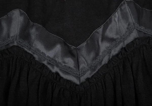 スナオクワハラsunao kuwahara ウールサテンレース切替ミニスカート 黒M K-131288_004