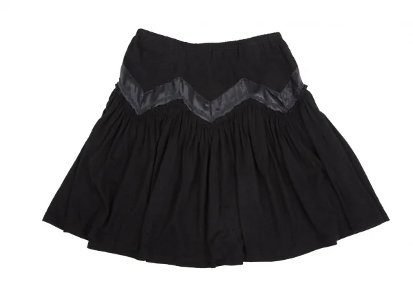 スナオクワハラsunao kuwahara ウールサテンレース切替ミニスカート 黒M K-131288_008