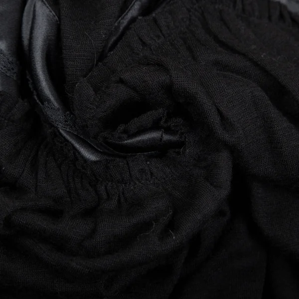 スナオクワハラsunao kuwahara ウールサテンレース切替ミニスカート 黒M K-131288_009