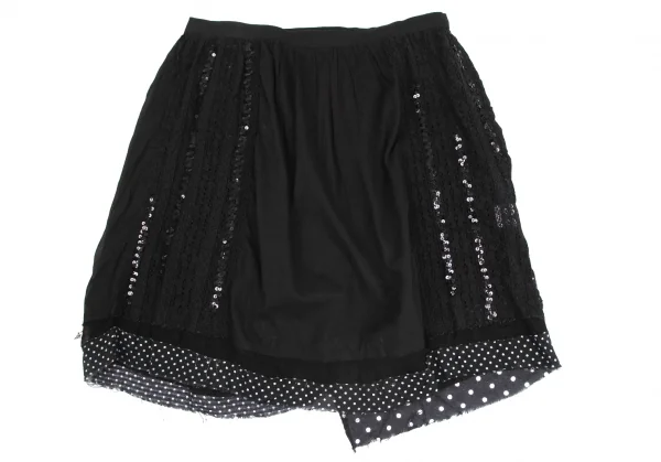 sunaokuwahara Cotton Lace Sequin Embellished Chiffon Skirt K-131296_012