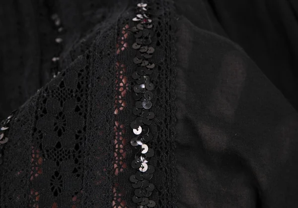 sunaokuwahara Cotton Lace Sequin Embellished Chiffon Skirt K-131296_013