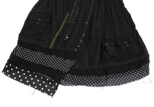 sunaokuwahara Cotton Lace Sequin Embellished Chiffon Skirt K-131296_005