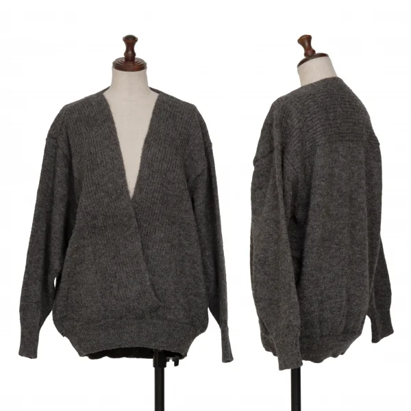 イッセイミヤケISSEY MIYAKEウールアクリルカシュクールニット グレーM K-131332_001