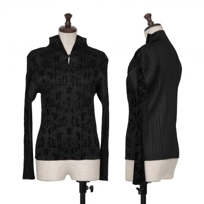 プリーツプリーズPLEATS PLEASE フロッキープリントハイネックスキッパーカットソー