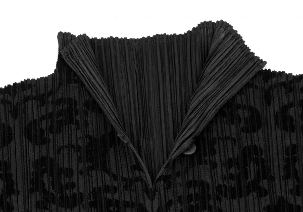 プリーツプリーズPLEATS PLEASE フロッキープリントハイネックスキッパーカットソー 黒3 K-131472_005
