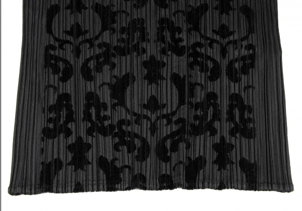 プリーツプリーズPLEATS PLEASE フロッキープリントハイネックスキッパーカットソー 黒3 K-131472_008