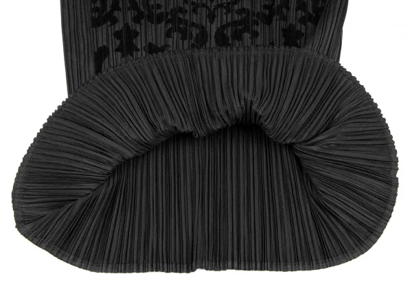 プリーツプリーズPLEATS PLEASE フロッキープリントハイネックスキッパーカットソー 黒3 K-131472_009