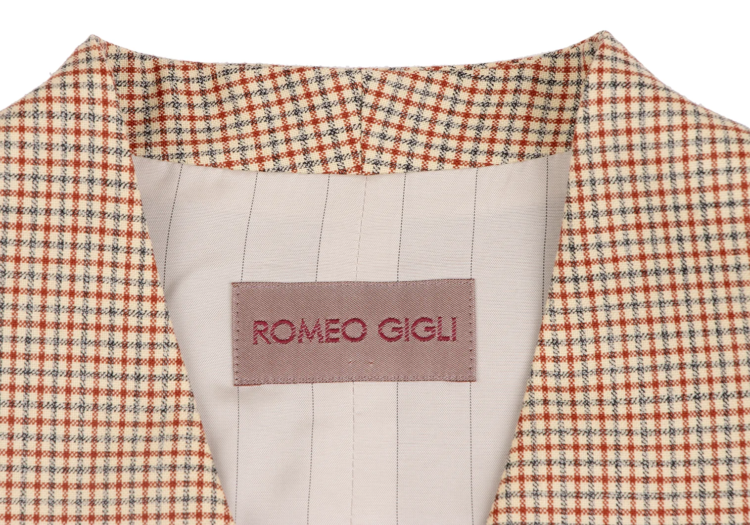 ロメオジリROMEO GIGLI ウールチェックベスト ベージュ赤紺9 【レディース】 ロメオジリROMEO GIGLI ウールチェックベスト ベージュ赤紺9