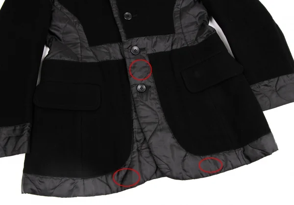 イッセイミヤケISSEY MIYAKEウールモッサペーストデザインライナージャケット 黒M K-131556_010