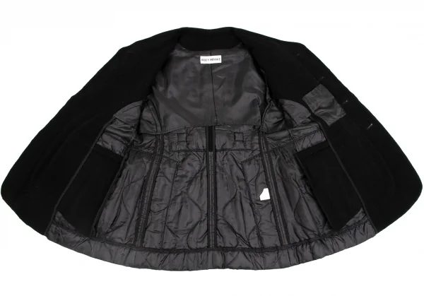 イッセイミヤケISSEY MIYAKEウールモッサペーストデザインライナージャケット 黒M K-131556_015