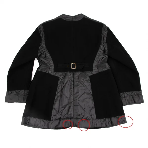 イッセイミヤケISSEY MIYAKEウールモッサペーストデザインライナージャケット 黒M K-131556_016