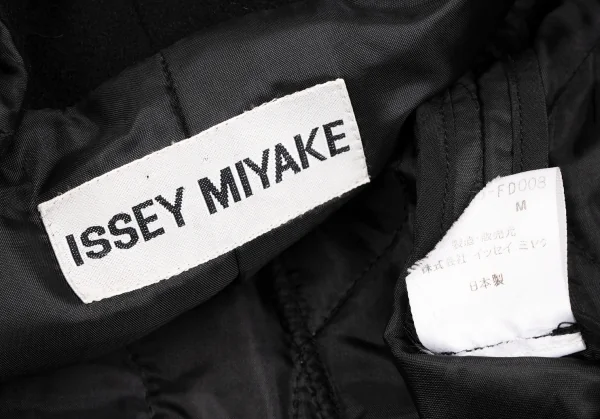 イッセイミヤケISSEY MIYAKEウールモッサペーストデザインライナージャケット 黒M K-131556_019