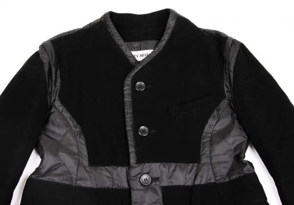 イッセイミヤケISSEY MIYAKEウールモッサペーストデザインライナージャケット 黒M K-131556_003