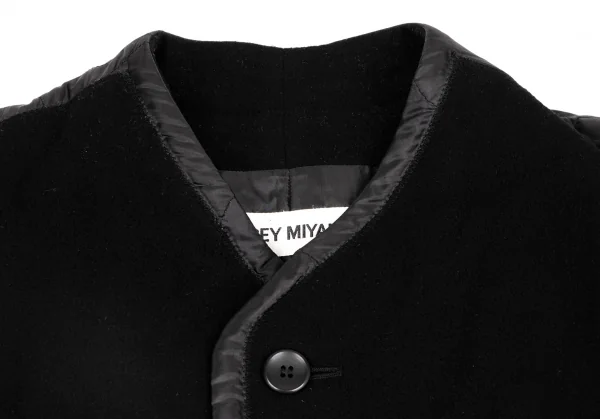 イッセイミヤケISSEY MIYAKEウールモッサペーストデザインライナージャケット 黒M K-131556_004