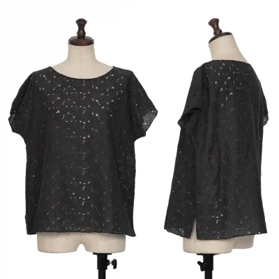 JURGEN LEHL Cotton Silk Floral Embroidery See-through Top