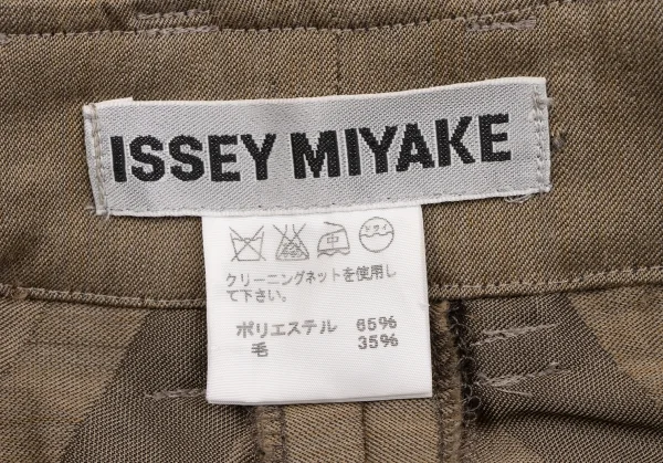 イッセイミヤケISSEY MIYAKE ウールポリクロス織りデザインテーパードパンツ 茶2 K-131603_012