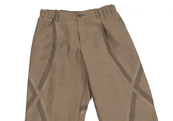 イッセイミヤケISSEY MIYAKE ウールポリクロス織りデザインテーパードパンツ 茶2 K-131603_002