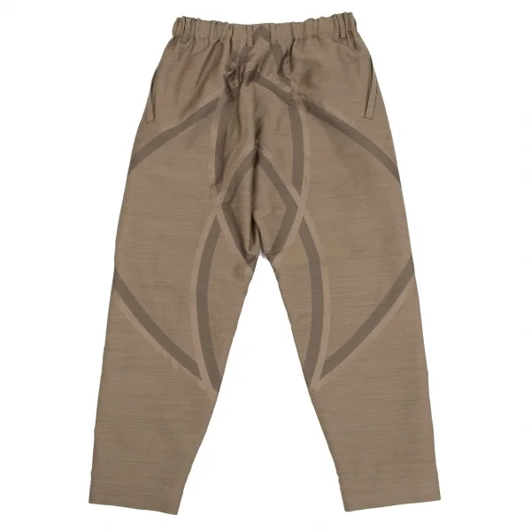 イッセイミヤケISSEY MIYAKE ウールポリクロス織りデザインテーパードパンツ 茶2 K-131603_009