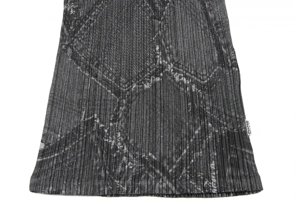 プリーツプリーズPLEATS PLEASE パッチデニム転写セットアップスーツ グレー3 2 K-131630_005