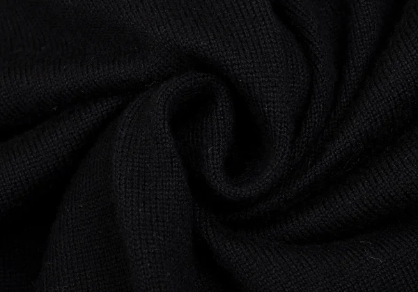 スナオクワハラsunao kuwahara ウール裾ドットチュール切替ニットカーディガン 黒M K-131685_011