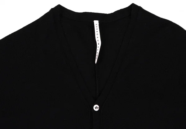 スナオクワハラsunao kuwahara ウール裾ドットチュール切替ニットカーディガン 黒M K-131685_003