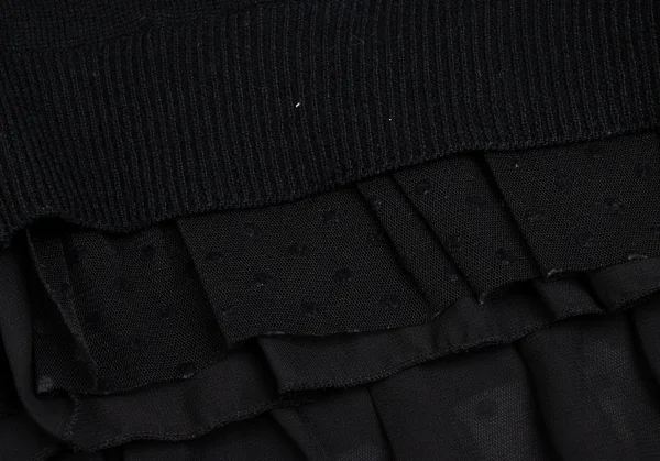 スナオクワハラsunao kuwahara ウール裾ドットチュール切替ニットカーディガン 黒M K-131685_008