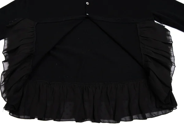 スナオクワハラsunao kuwahara ウール裾ドットチュール切替ニットカーディガン 黒M K-131685_009