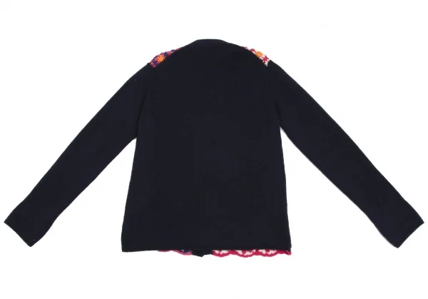 コムデギャルソン オムドゥCOMME des GARCONS HOMME DEUX フラワー編み込みニットカーディガン 紺マルチM K-131708_009