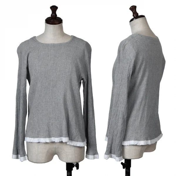 TSUMORI CHISATO Pleated Flare Sleeve T Shirt Grey 2 K-131816_001