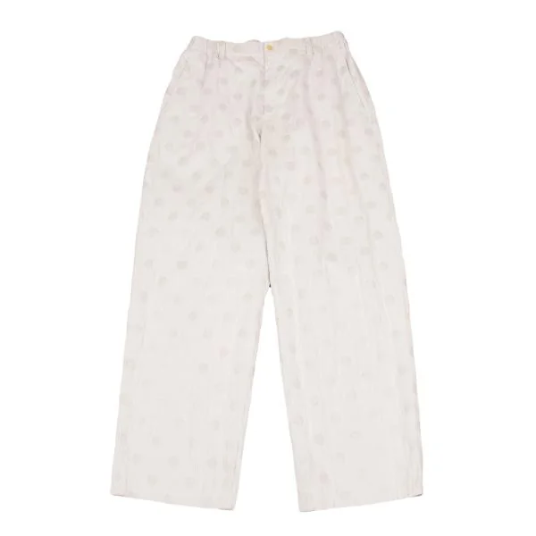 Yohji Yamamoto POUR HOMME Lining Linen Cotton Foil Dot Stripe Pants White 2 K-131919_001